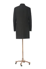 Men's Black Classic Polo Style Trench Coat Made to Measure