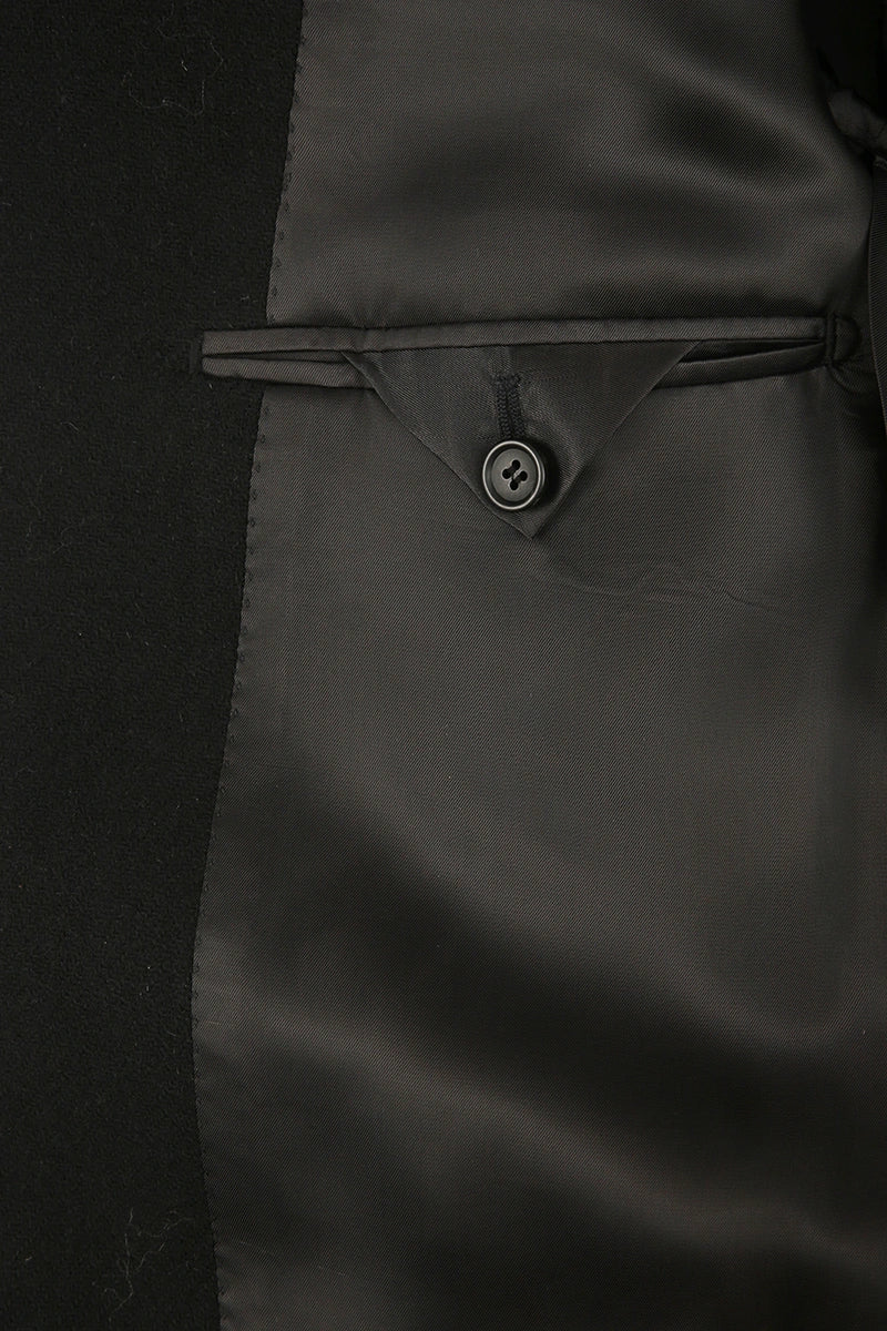 Men's Black Classic Polo Style Trench Coat Made to Measure