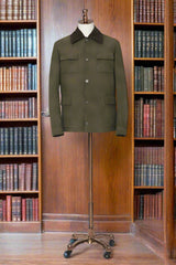 Men's Blackish Green Leather Jacket Made to Measure