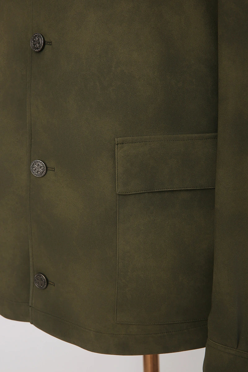 Men's Blackish Green Leather Jacket Made to Measure