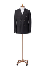 Men's Black Double Breasted Jacket and White Pants Made to Measure
