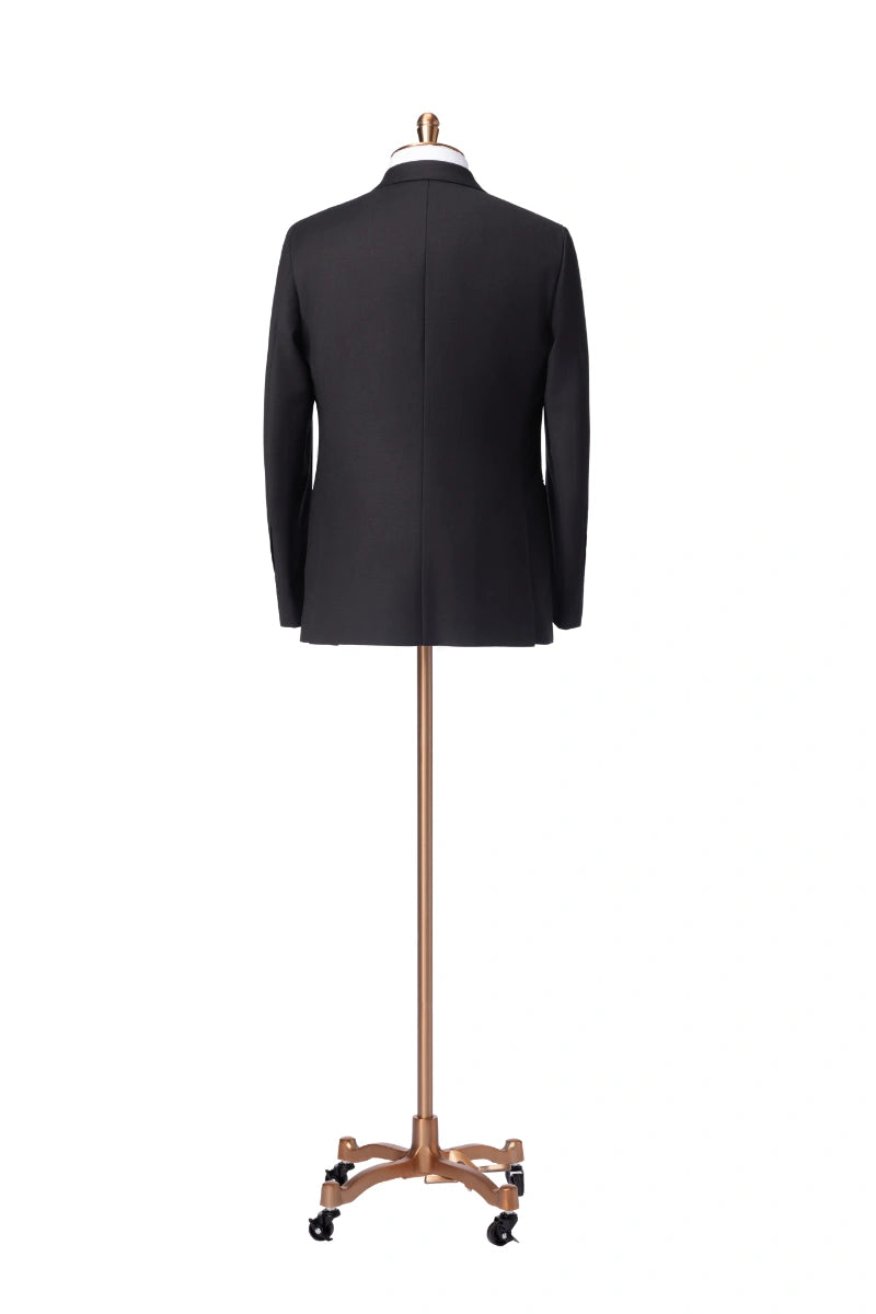 Men's Black Double Breasted Jacket and White Pants Made to Measure