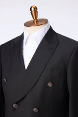 Men's Black Double Breasted Jacket and White Pants Made to Measure