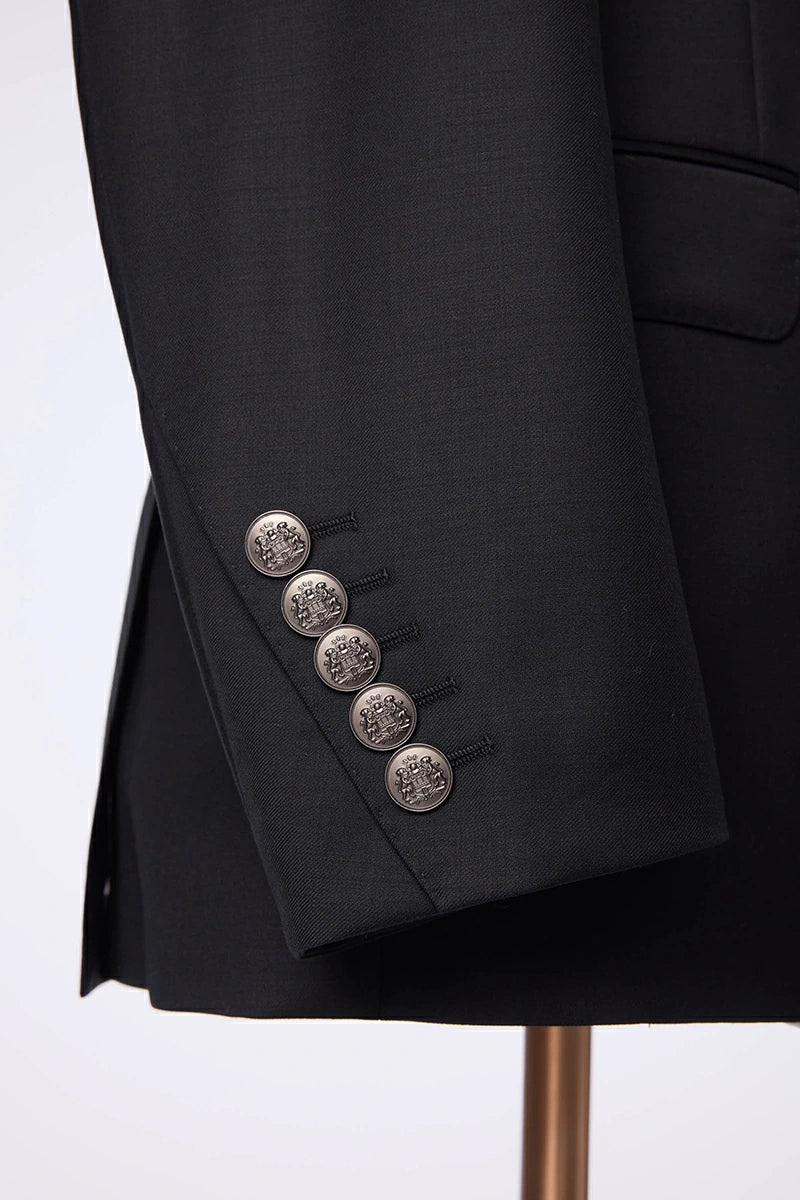 Men's Black Double Breasted Jacket and White Pants Made to Measure
