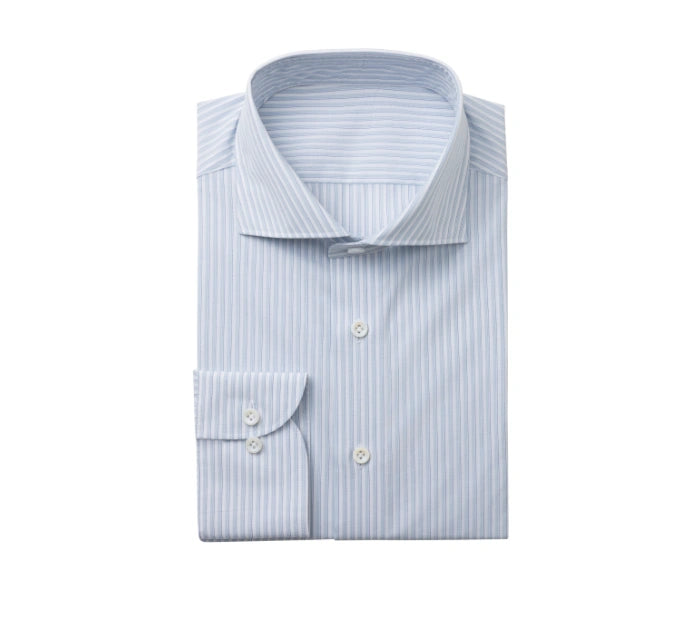 Men's Blue Color Light Striped Pattern Shirt Made to Measure