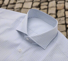 Men's Blue Color Light Striped Pattern Shirt Made to Measure