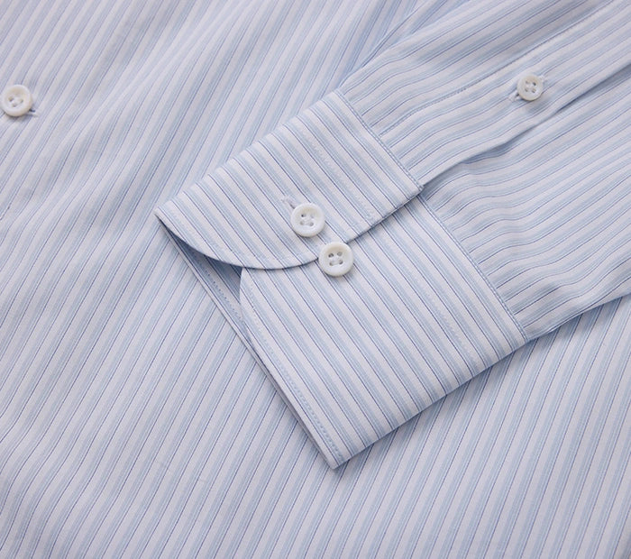 Men's Blue Color Light Striped Pattern Shirt Made to Measure
