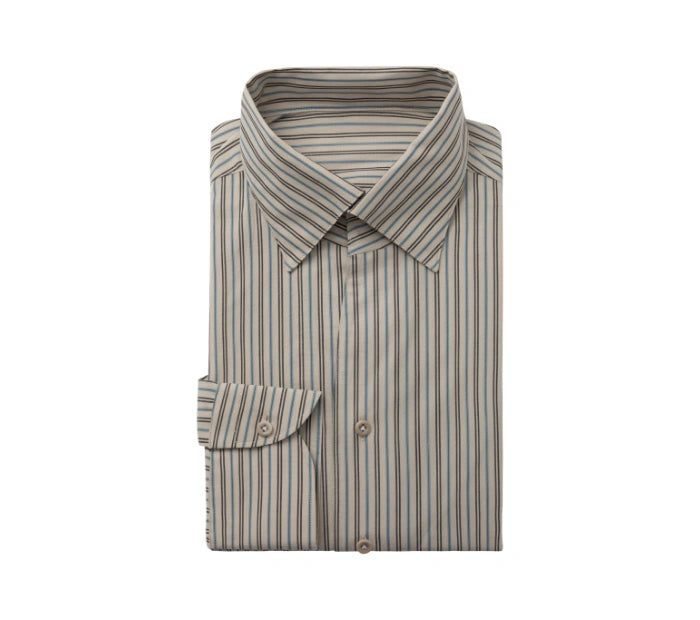Men's Grey with Blue Striped Shirt Made to Measure