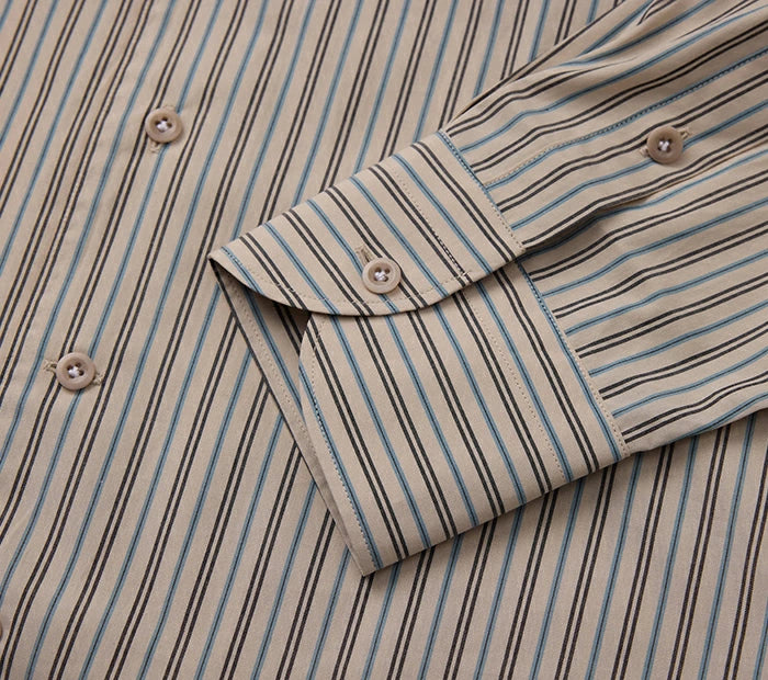Men's Grey with Blue Striped Shirt Made to Measure