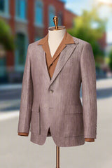 Men's Brown Linen Jacket and Fashion Shirt Made to Measure