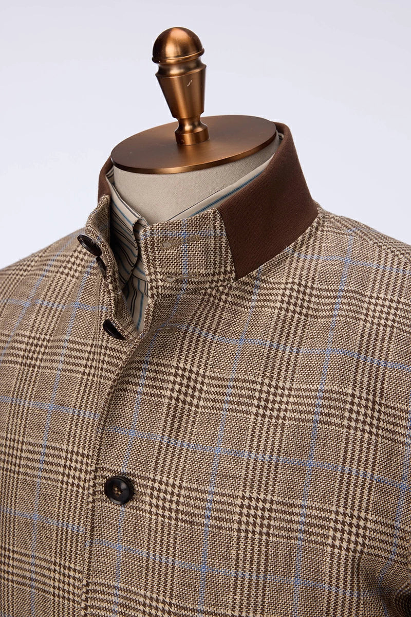 Men's Khaki/ Blue Casual Jacket and Shirt Made to Measure