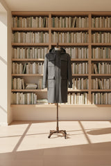 Men's Charcoal Hooded Trench Coat Made to Measure