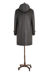 Men's Charcoal Hooded Trench Coat Made to Measure