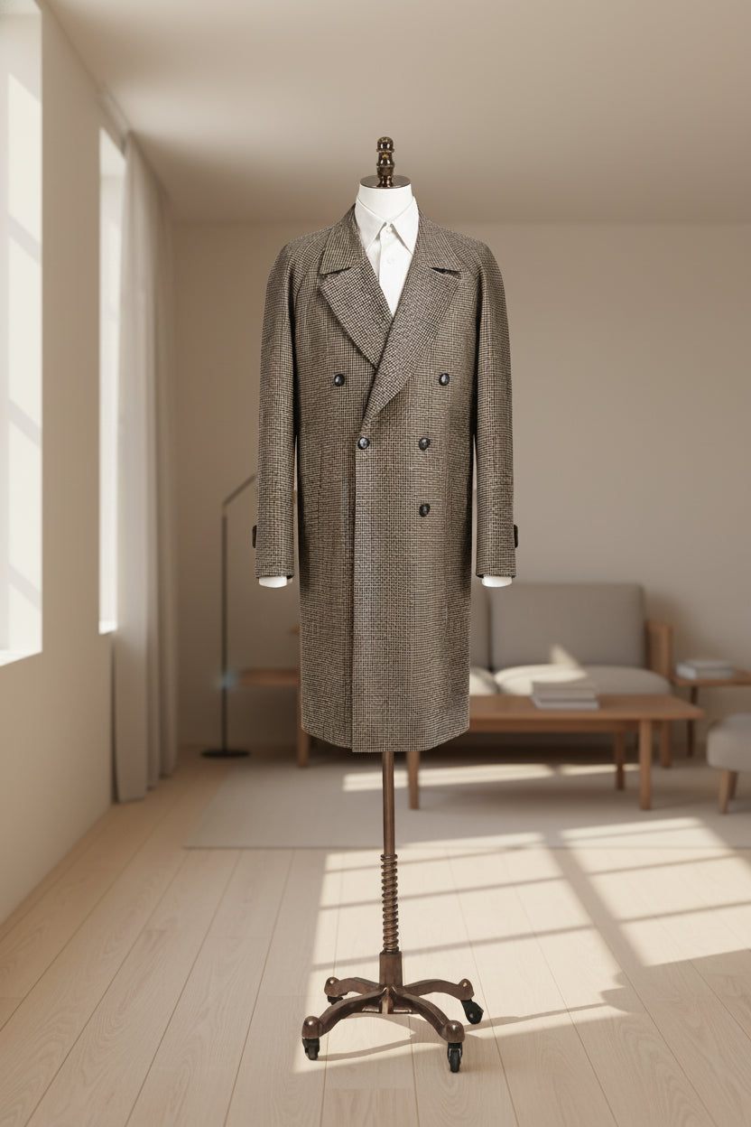 Men's Coffee Double Breasted Overcoat Made to Measure