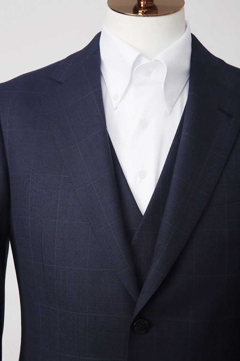 Men's Dark Blue 3 Piece Suit Made to Measure