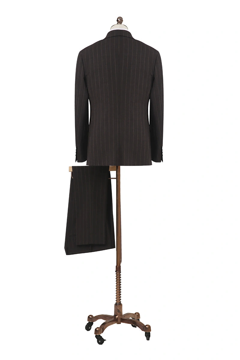 Men's Charcoal Striped Double Breasted Suit Made to Measure