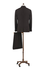Men's Charcoal Striped Double Breasted Suit Made to Measure