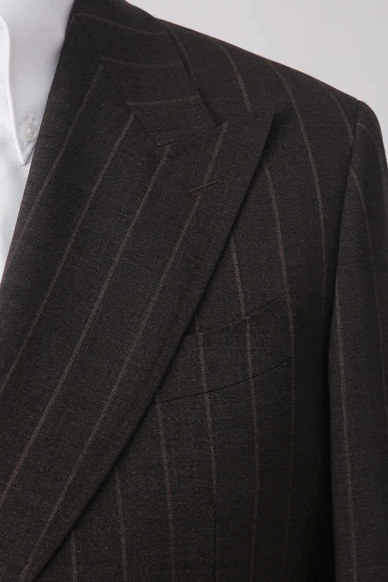 Men's Charcoal Striped Double Breasted Suit Made to Measure