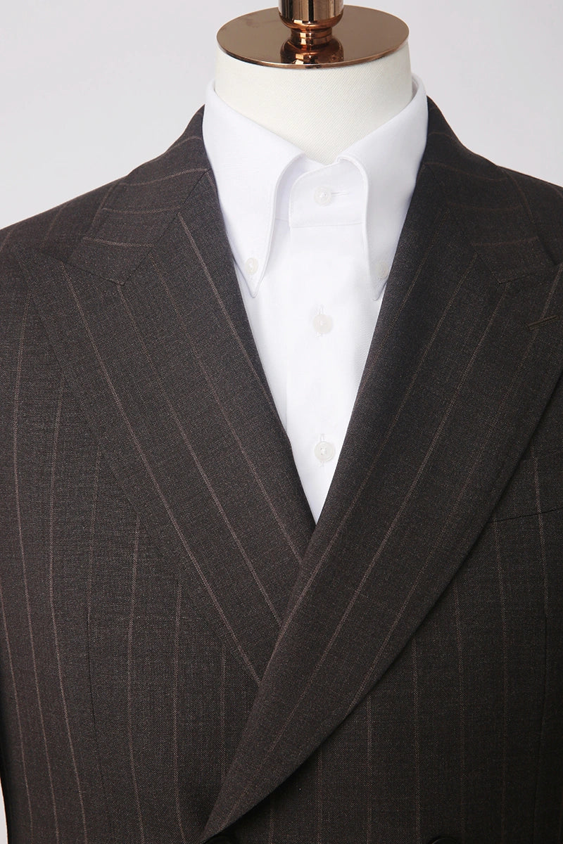 Men's Charcoal Striped Double Breasted Suit Made to Measure