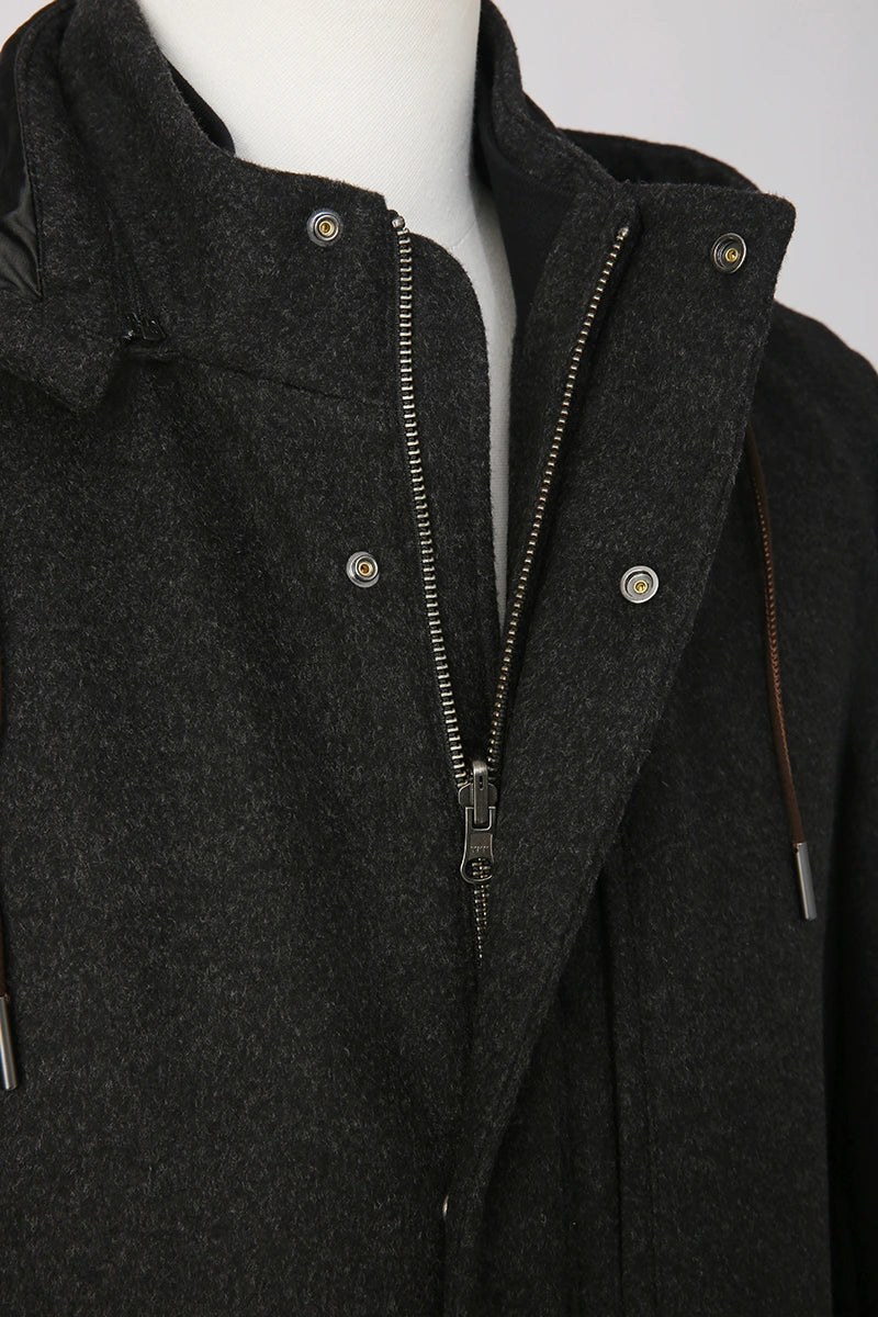 Men's Dark Gray Trench/ Over Coat Made to Measure