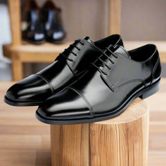 John White Mens Black Broad Derby Shoes - Barucci