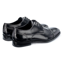 John White Mens Black Broad Derby Shoes - Barucci