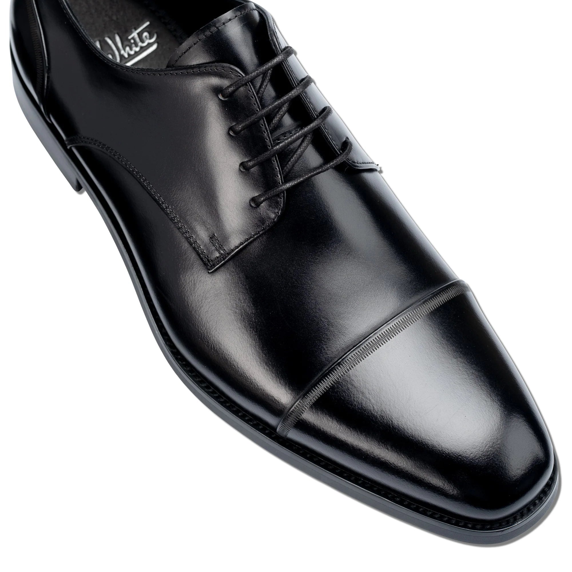 John White Mens Black Broad Derby Shoes - Barucci