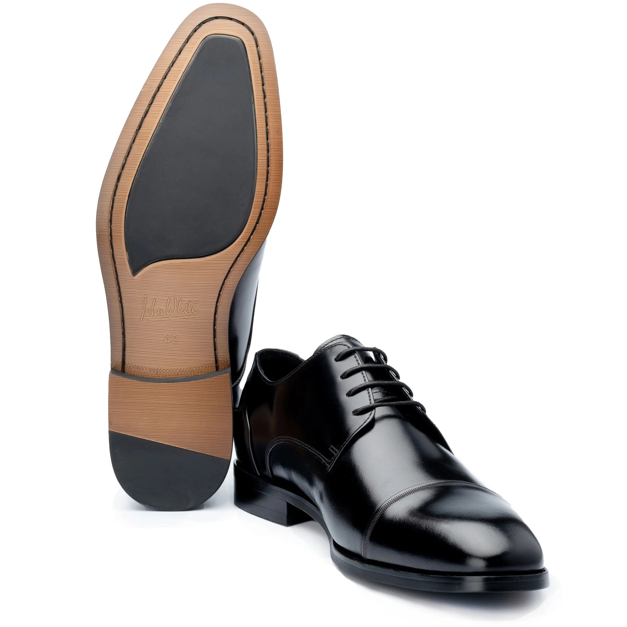 John White Mens Black Broad Derby Shoes - Barucci