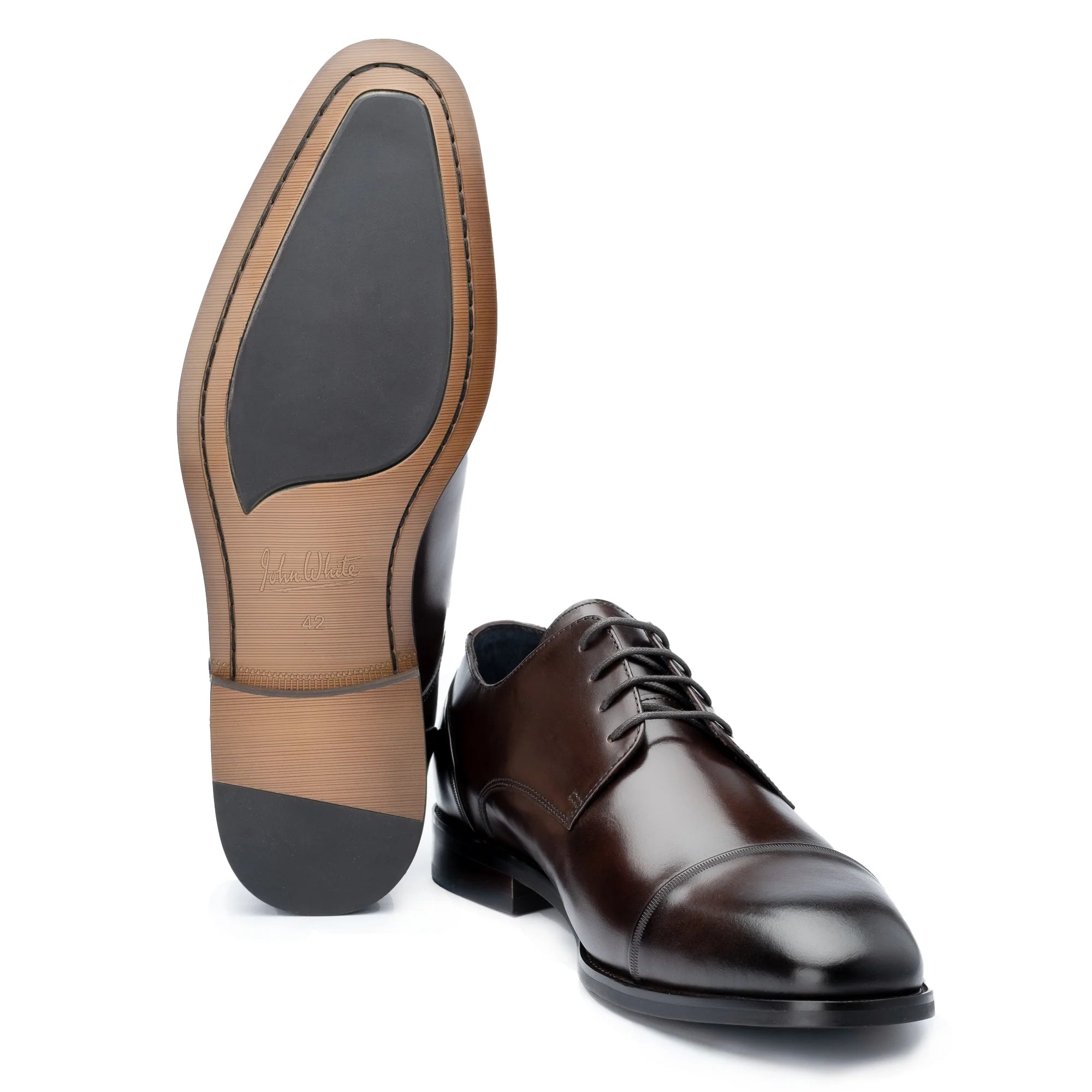John White Mens Brown Broad Derby Shoes - Barucci