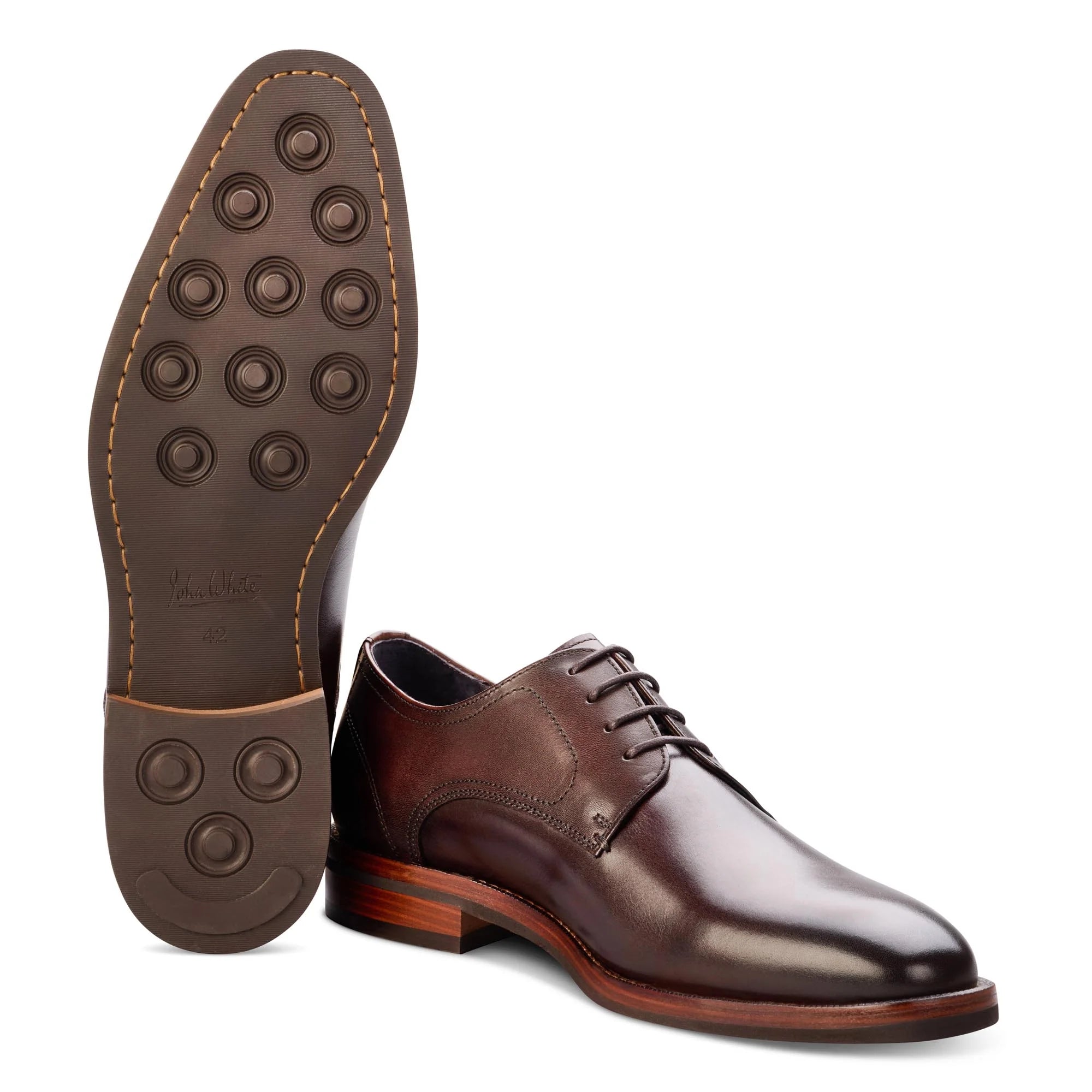 John White Mens Dovecote Brown Derby Shoes - Barucci