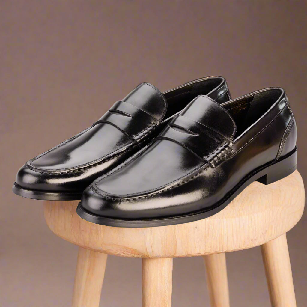 John White Mens Black Downey Penny Loafer - Barucci