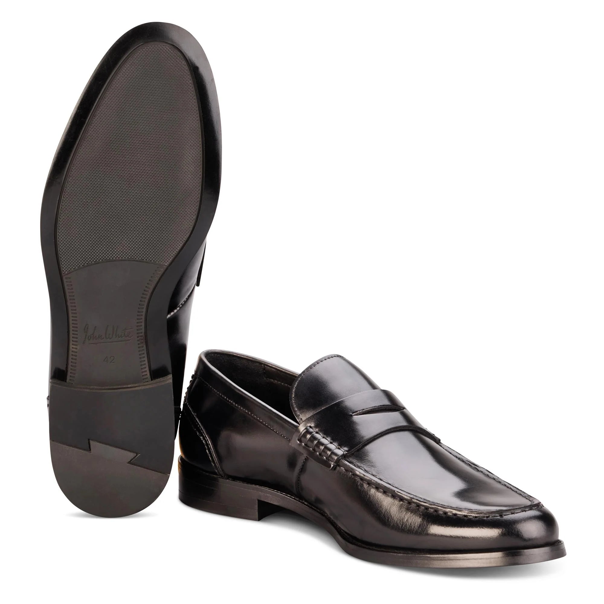 John White Mens Black Downey Penny Loafer - Barucci