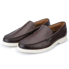 John White Mens Brown Ethan Plain Tumbled Grain Loafer - Barucci