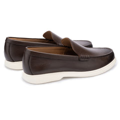 John White Mens Brown Ethan Plain Tumbled Grain Loafer - Barucci