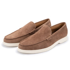 John White Mens Ethan Brown Plain Calf Suede Loafer - Barucci