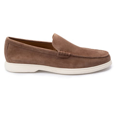 John White Mens Ethan Brown Plain Calf Suede Loafer - Barucci