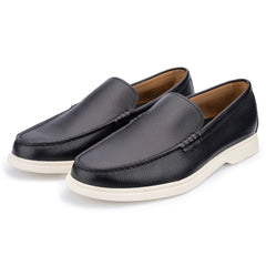 John White Mens Navy Ethan Plain Tumbled Grain Loafer - Barucci
