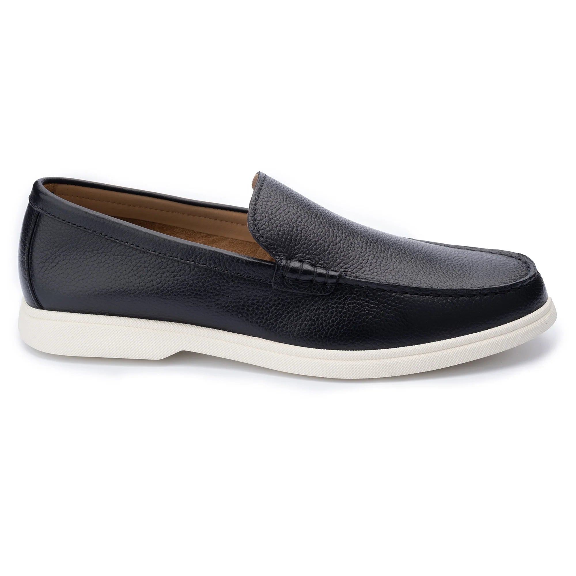 John White Mens Navy Ethan Plain Tumbled Grain Loafer - Barucci