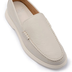 John White Mens Pearl Ethan Plain Tumbled Grain Loafer - Barucci