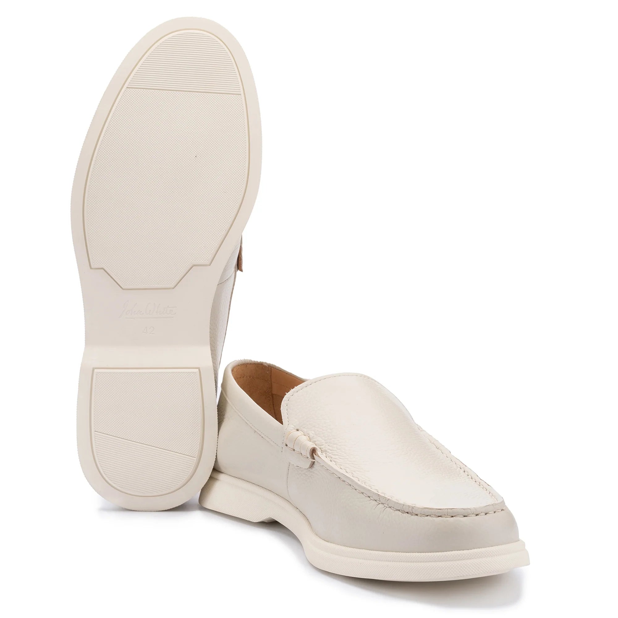 John White Mens Pearl Ethan Plain Tumbled Grain Loafer - Barucci