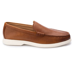 John White Mens Tan Ethan Plain Tumbled Grain Loafer - Barucci