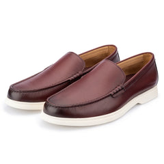 John White Mens Wine Ethan Plain Tumbled Grain Loafer - Barucci