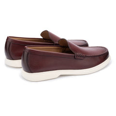 John White Mens Wine Ethan Plain Tumbled Grain Loafer - Barucci