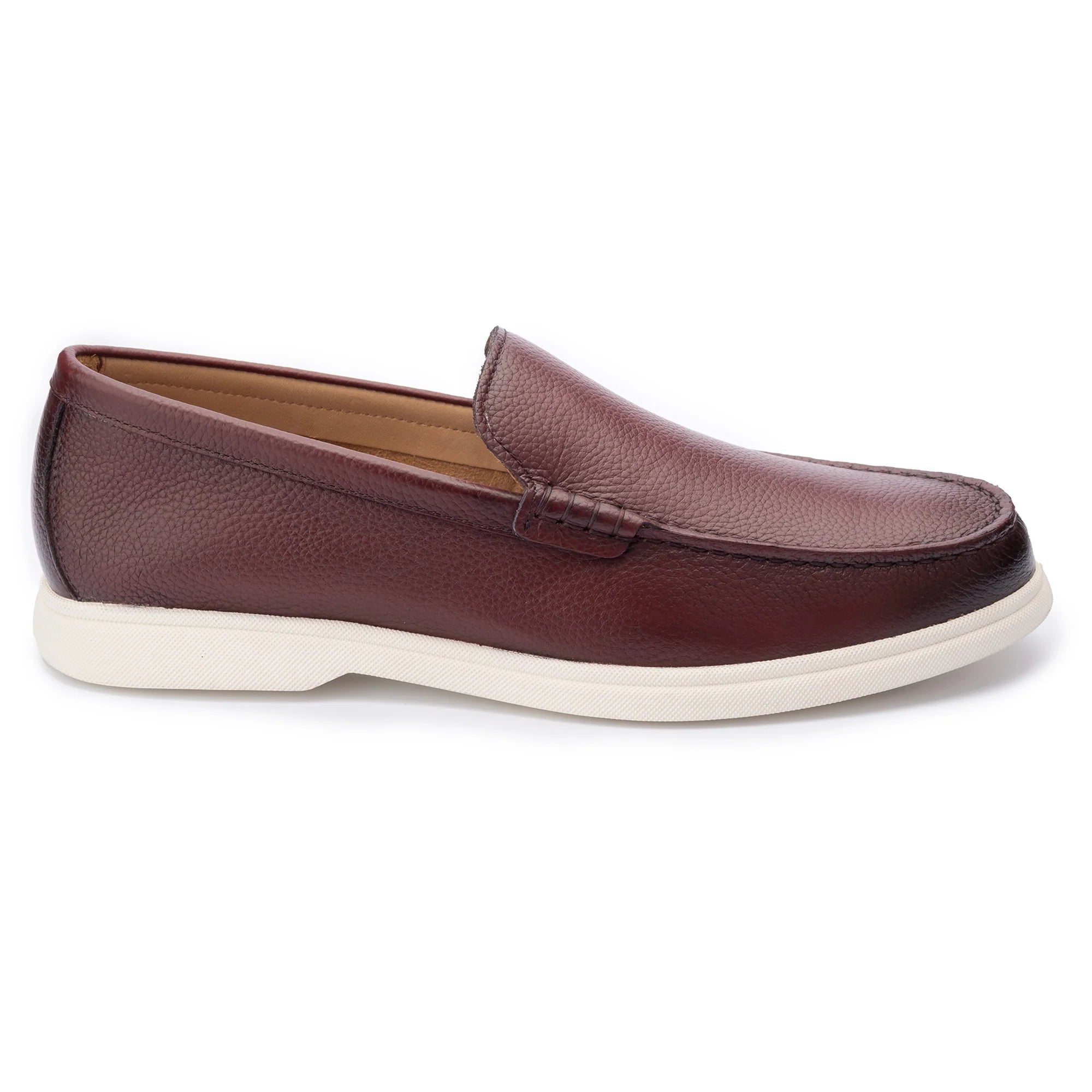 John White Mens Wine Ethan Plain Tumbled Grain Loafer - Barucci