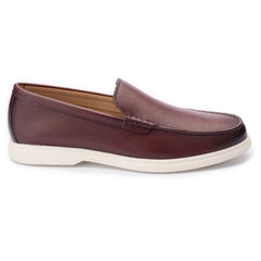 John White Mens Wine Ethan Plain Tumbled Grain Loafer - Barucci