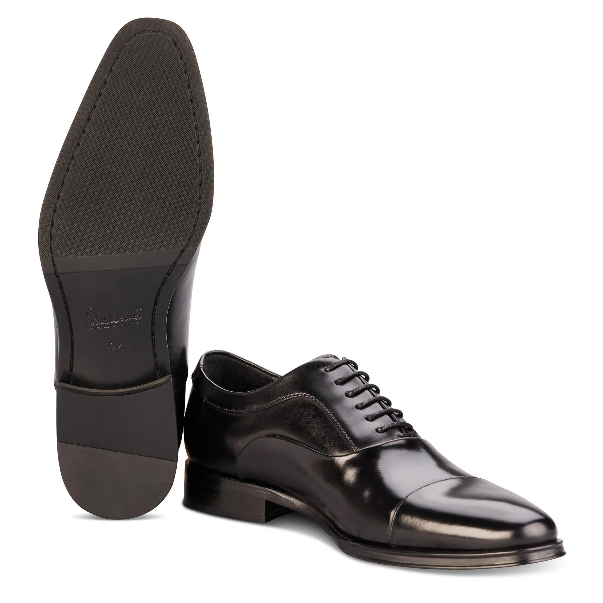 Men's Black Guildhall Capped Oxfords Shoes - Barucci