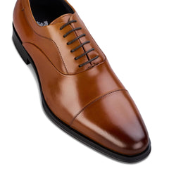 Men's Tan Guildhall Capped Oxfords Shoes - Barucci