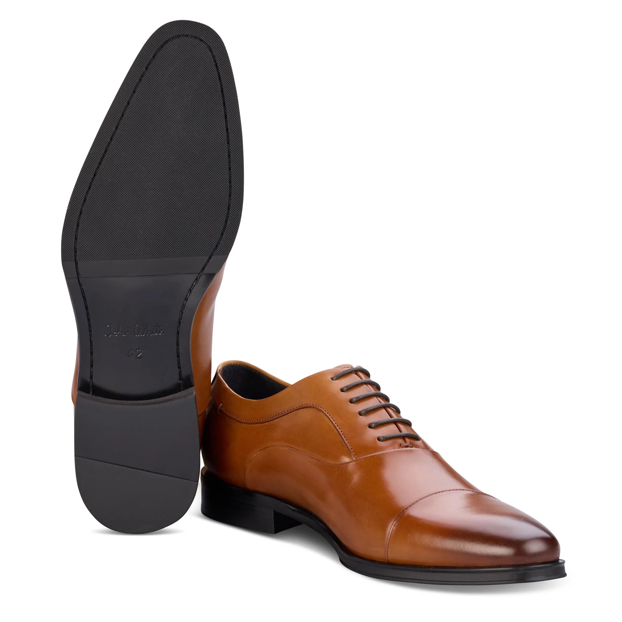 Men's Tan Guildhall Capped Oxfords Shoes - Barucci