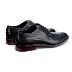 John White Mens Black Hogarth Brogue Shoes - Barucci