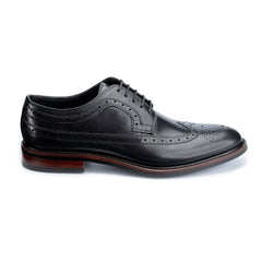 John White Mens Black Hogarth Brogue Shoes - Barucci